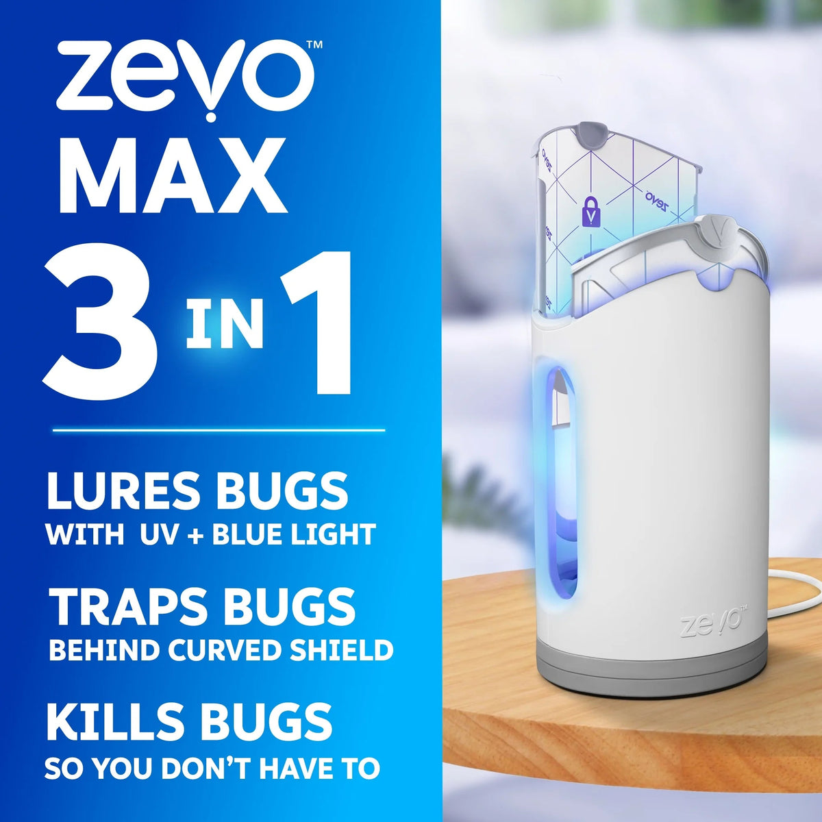 Zevo Max Flying Insect Trap 4 Pack, 1 Plug-In Base And 2 Refill Cartridges