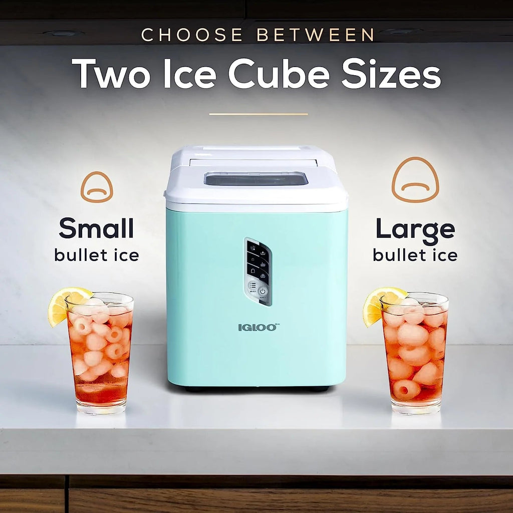 Igloo Self-Cleaning Countertop Ice Maker, 1.5 qt, 26 lbs/24 Hours, Aqua