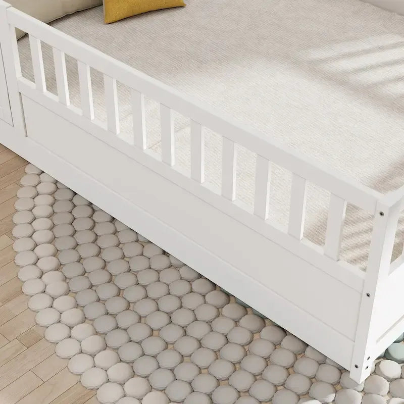 Montessori Children's Floor Bed With Support Slat, Twin / Full, Pine And Plywood