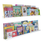 Floating Wall Shelves, Set Of 4, 46 x 3.8 x 2 Inch MDF Wood Picture Ledges