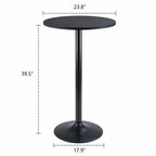 Round Bar-Height Bistro Pub Table With Metal Base And MDF Top, 23.8 x 23.8 x 39.5 Inch