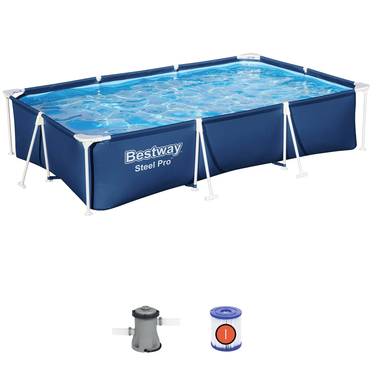 Bestway Steel Pro Above Ground Pool Set, 9 ft. 10 in. x 6 ft. 7 in. x 26 in., 872 gal.