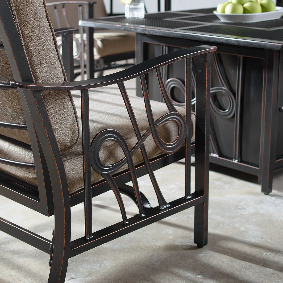Aluminum Deep Seating Rocking Club Chairs, Antique Copper - Set Of 4