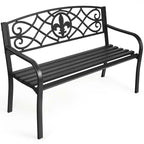 50.5in Black Steel Outdoor Patio Garden Bench - 500lbs Capacity