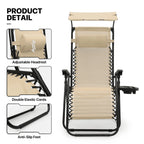 MoNiBloom Zero Gravity Reclining Chairs Set Of 2 With Canopy Shade And Headrest, Black - 330 lbs