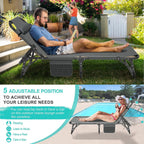 Slsy 5-Position Adjustable Folding Lounge Chair And Cot - 75.2" x 25.6" x 11.8"