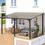 AECOJOY 14' x 10' Patio Gazebo With Roof, Dark - 168in x 120in x 98.4in