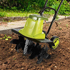 16-Inch 12-Amp Electric Tiller And Cultivator - Green