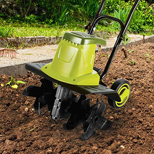 16-Inch 12-Amp Electric Tiller And Cultivator - Green