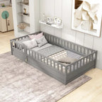 Montessori Children's Floor Bed With Support Slat, Twin / Full, Pine And Plywood