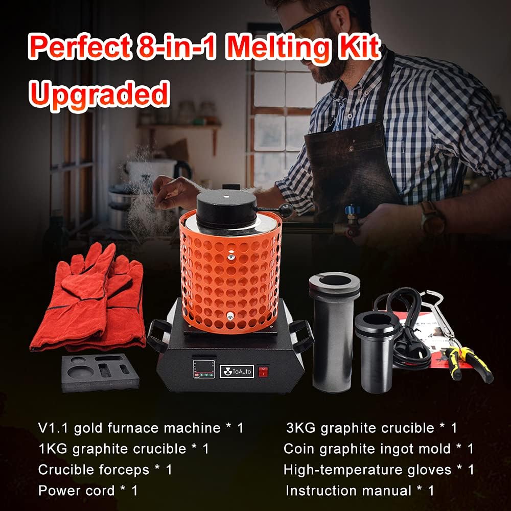 TOAUTO Gold Melting Furnace 1+3KG 1400W 2100F - TGF3000-V1.1