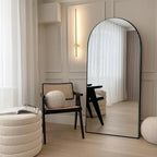 Arched Full-Length Wood Floor Mirror, Black Or Gold, 65x22/71x24/71x28/71x32