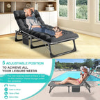 Slsy 5-Position Adjustable Folding Lounge Chair And Cot - 75.2" x 25.6" x 11.8"