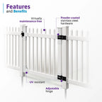 WamBam White Vinyl Picket Fence Panel Kit, 4ft H x 6ft W, 1 Panel + 1 Post - BL19101