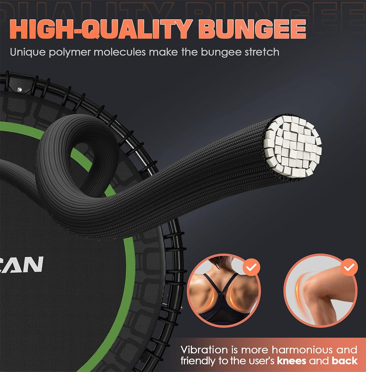 BCAN Foldable Fitness Trampoline 40in/48in, 450/550 LBS Capacity