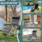 NAIZEA Zero Gravity Chair With Removable Cushion, Cup Holder, and Black Color
