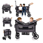 Wagon Stroller For 2 Kids And Cargo With 5-Point Harness