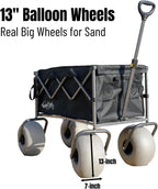 WONDERCAMEL Collapsible All-Terrain Beach Wagon With 13in Balloon Wheels, 185L, 46in D x 28.98in W x 46in H
