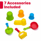 Kids Outdoor Sandbox Play Pit With 7-Piece Accessory Set, 44in W x 32in D x 15.5in H