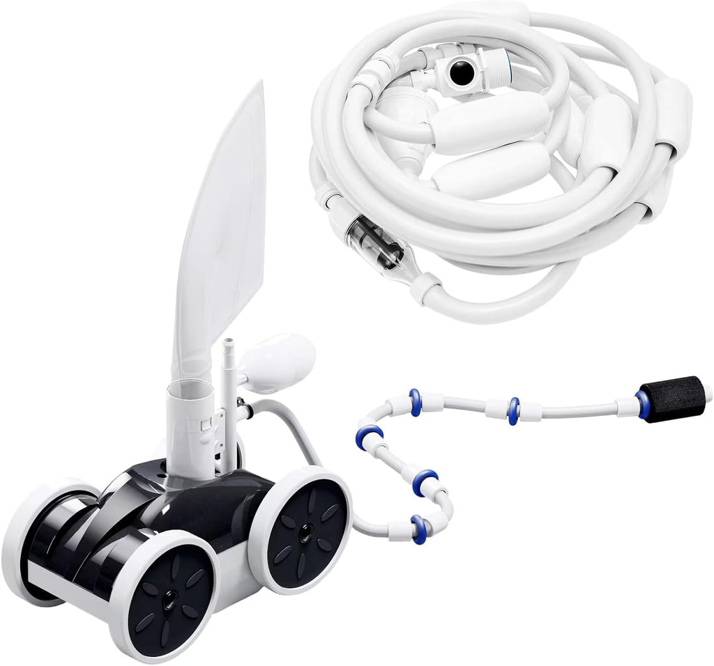 MAKHOON Pressure-Side Pool Sweeper, Four-Wheel, 1.5-inch Female Thread, 4 Bar