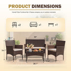 4-Piece Outdoor Patio Furniture Set With Rattan Wicker Chairs, Loveseat And Glass-Top Table