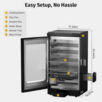 East Oak 30-Inch Outdoor Electric Smoker With Built-In Meat Probe And Side Loader