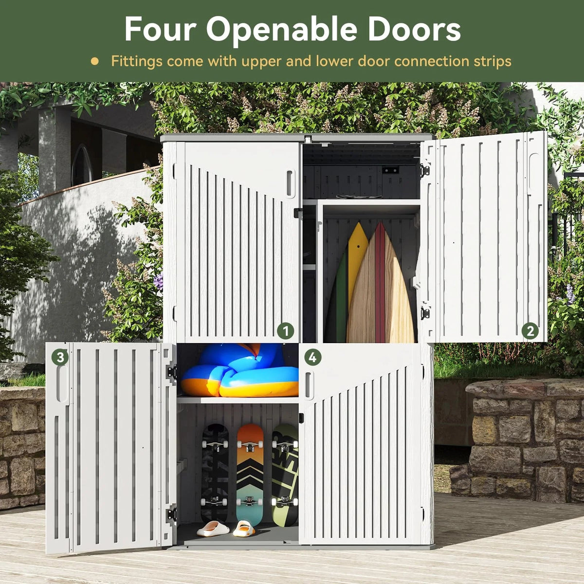 Aoxun Outdoor Storage Shed With Floor, 64-cu-ft, White