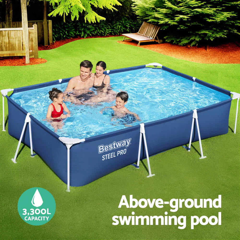 Bestway Steel Frame Above-Ground Swimming Pool 3.00m x 2.01m x 66cm - Filter Pump