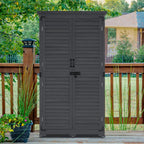 MCombo Tall Garden Wood Storage Shed, Brown - 1.52 x 2.85 ft