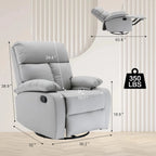 Swivel Rocker Recliner Chair For Compact Spaces - 32in D x 30.2in W x 38.9in H