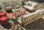 Signature Design by Ashley Clare View Outdoor Patio Eucalyptus Sofa With Cushions, Beige