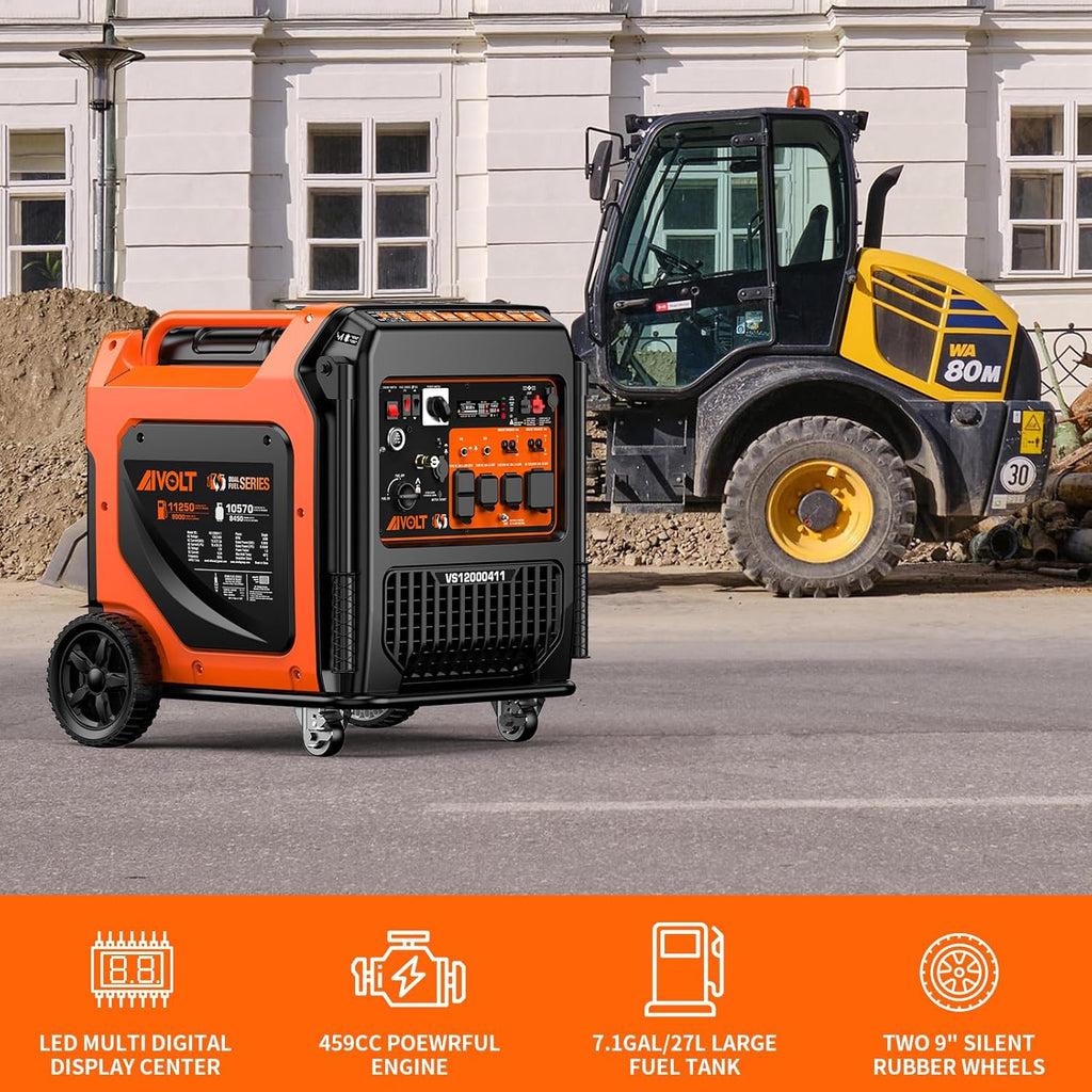 AIVOLT Dual Fuel Portable Inverter Generator, 11250 Watts