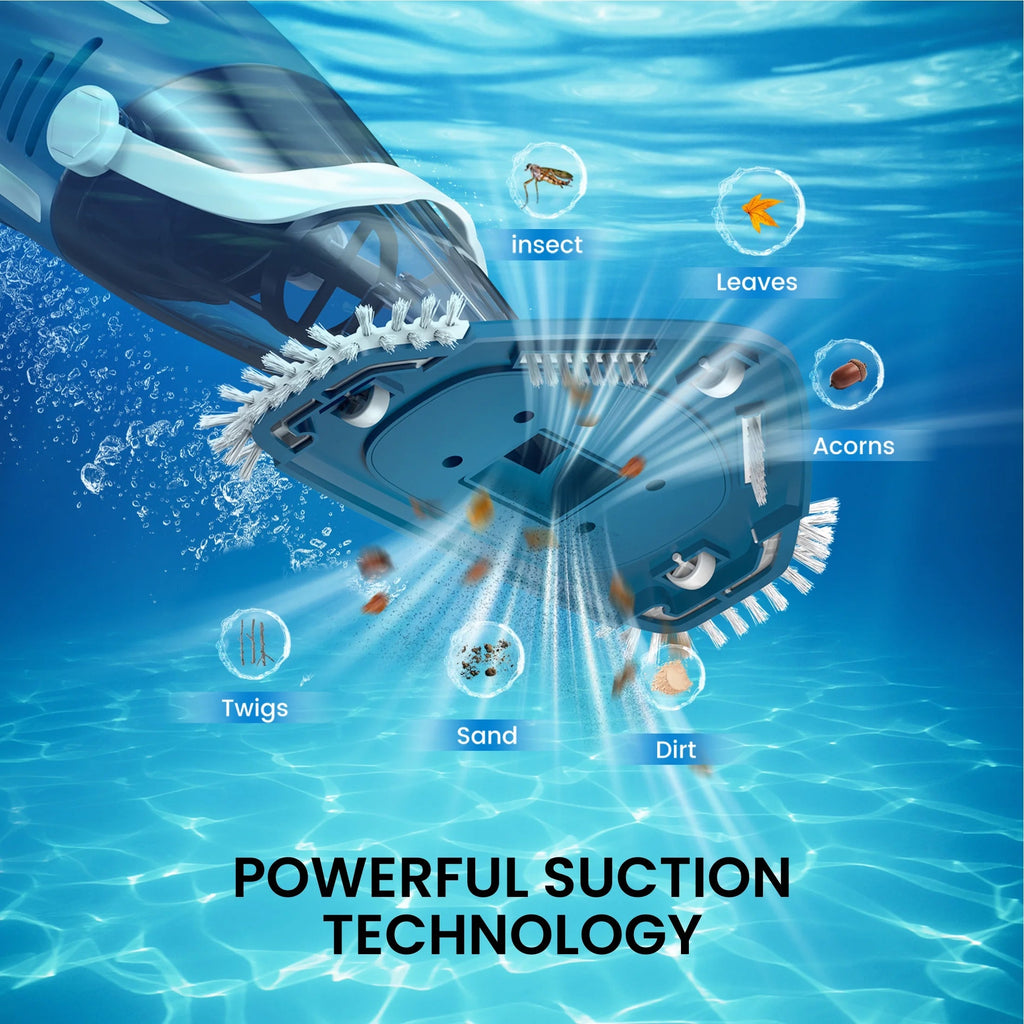 Cordless Handheld Pool Vacuum Cleaner With 80-Minute Runtime And 3.2-6.4 ft Telescopic Pole