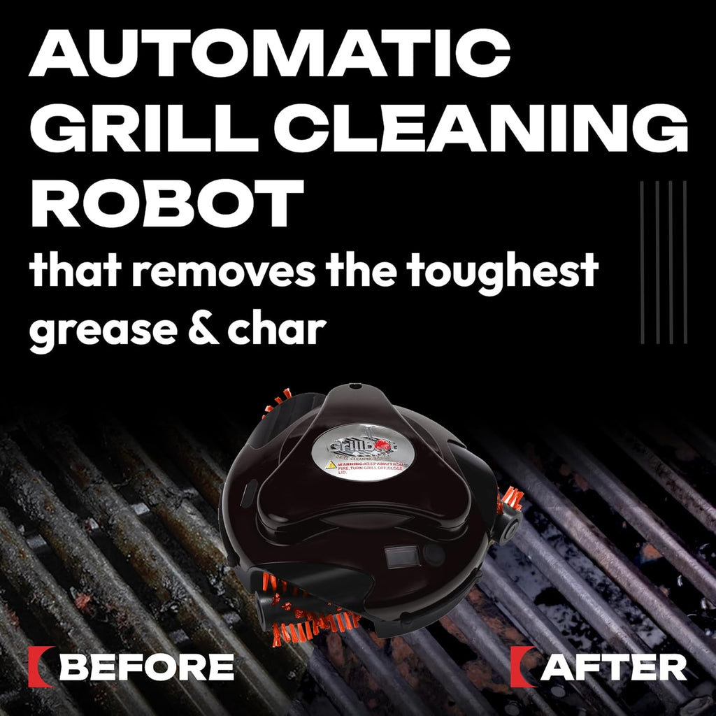 Grillbot Automatic Grill Cleaning Robot With Nylon Brushes, Black, Carry Case