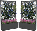 2PCS Metal Planter Box With Trellis 70.9in x 47.2in x 15.7in