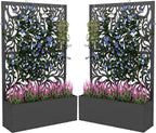 2PCS Metal Planter Box With Trellis 70.9in x 47.2in x 15.7in