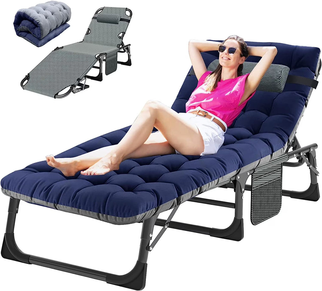 Slsy 5-Position Adjustable Folding Lounge Chair And Cot - 75.2" x 25.6" x 11.8"
