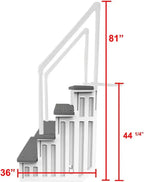 Non-Slip Pool Entry Steps, Grey Aluminum, 122-137 cm Installation Height, 136 kg Max Load
