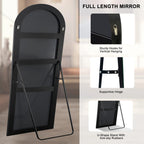 Arched Full-Length Wood Floor Mirror, Black Or Gold, 65x22/71x24/71x28/71x32