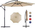 Sweetcrispy 9.8FT Offset Patio Umbrella With Easy Tilt Adjustment, 8 Ribs, Blue