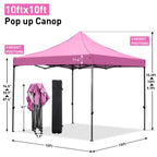 Ainfox Pop-Up Canopy Tent With 4 Sidewalls, 10 x 10 Ft, Pink