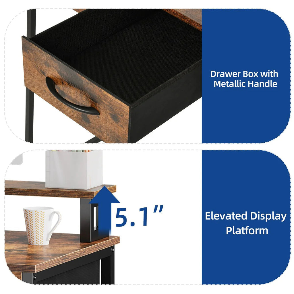 Computer Desk With 3 Fabric Drawers And Monitor Stand