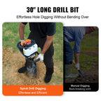 KFFKFF Gas Earth Auger, 52CC 1450W, 8 inch Drill Bit And Extension Rod - D52-F