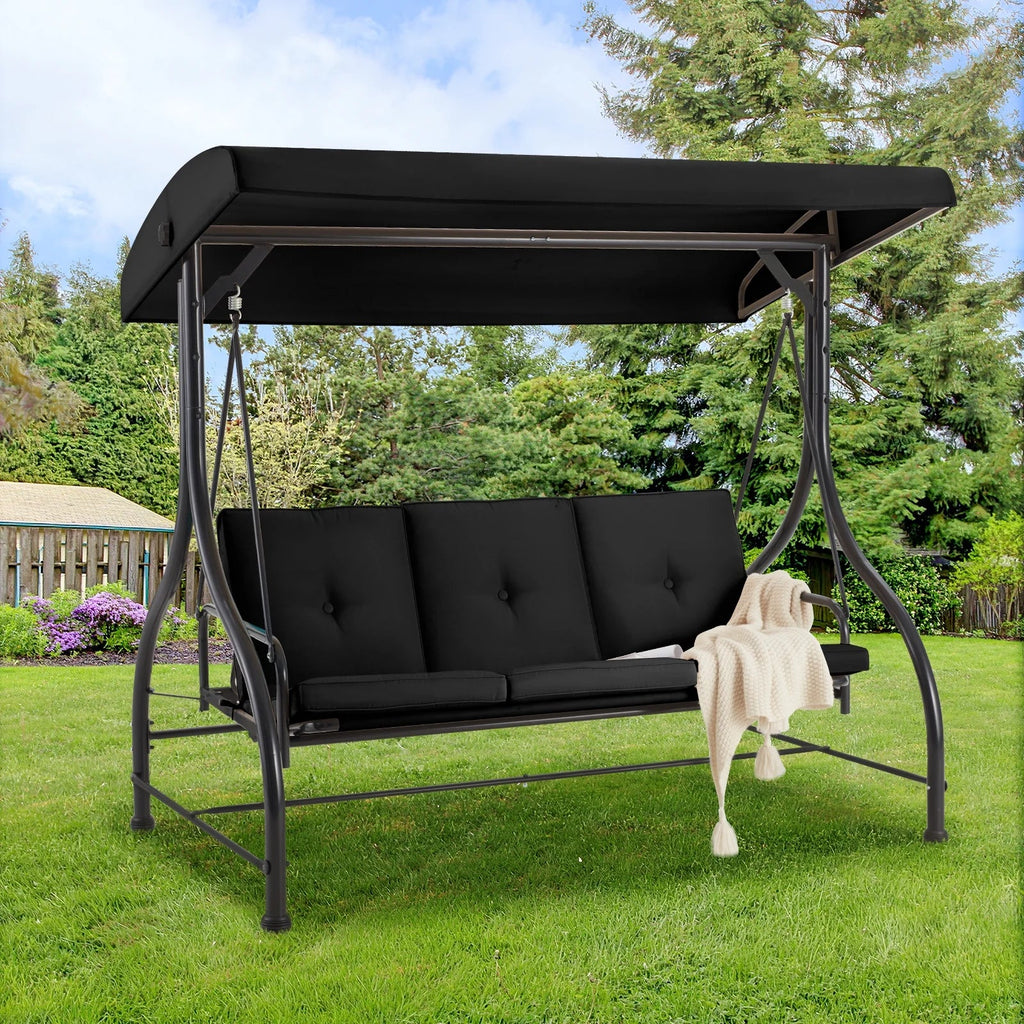 AECOJOY 3-Person Steel Canopy Porch Swing Glider Hammock