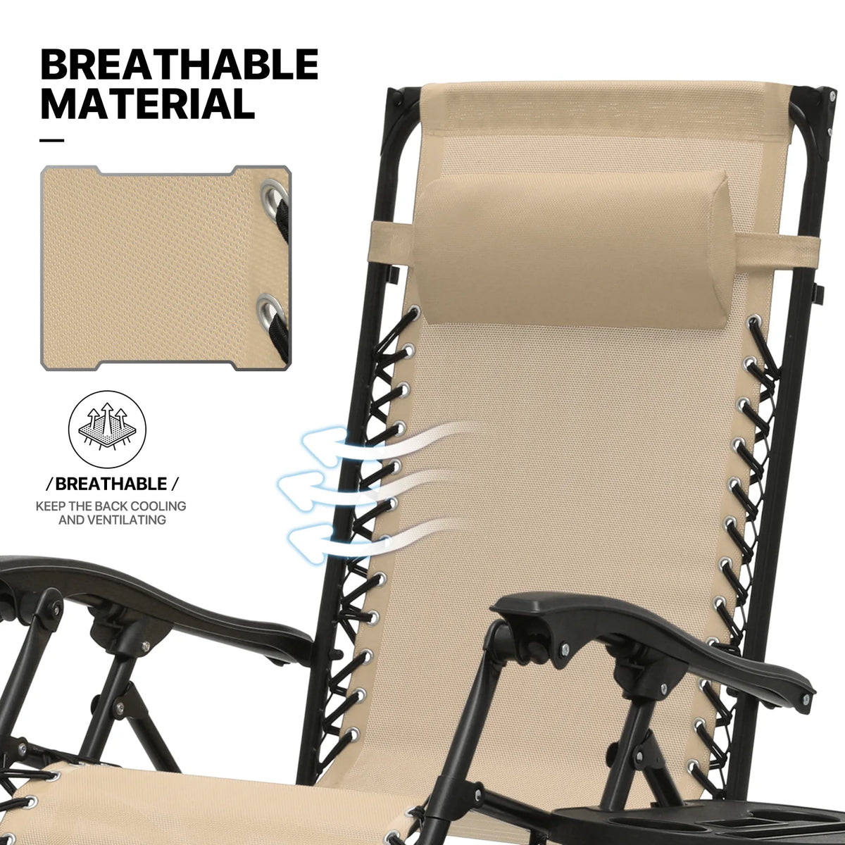 MoNiBloom Zero Gravity Reclining Chairs Set Of 2 With Canopy Shade And Headrest, Black - 330 lbs