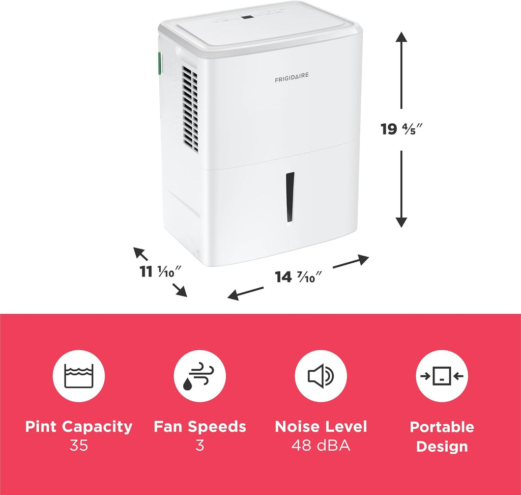 Frigidaire 35-Pint Portable Dehumidifier With Wi-Fi, Energy Star Certification, White