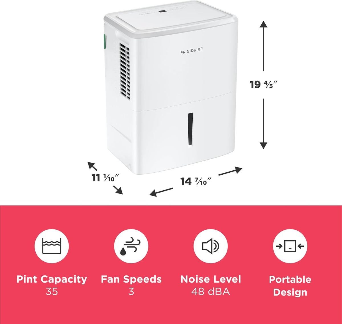 Frigidaire 35-Pint Portable Dehumidifier With Wi-Fi, Energy Star Certification, White
