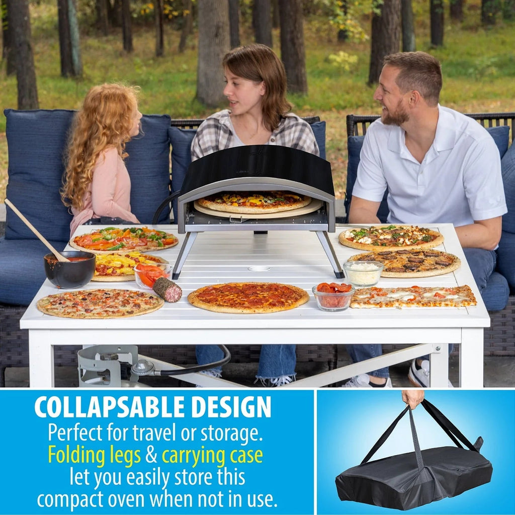 Deco Chef Outdoor Portable Gas Pizza Oven With 13in Rotating Baking Stone, Black - DGPRPO30