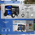 DuroMax Dual Fuel Generator 12,000W Gas/Propane, 457cc 4-Stroke - XP12000EH