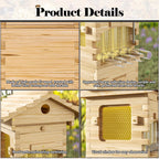 AUSHIVE Wax-Coated Cedarwood Beehive Kit With 4 Beehive Frames And 6 Brood Frames - Beige